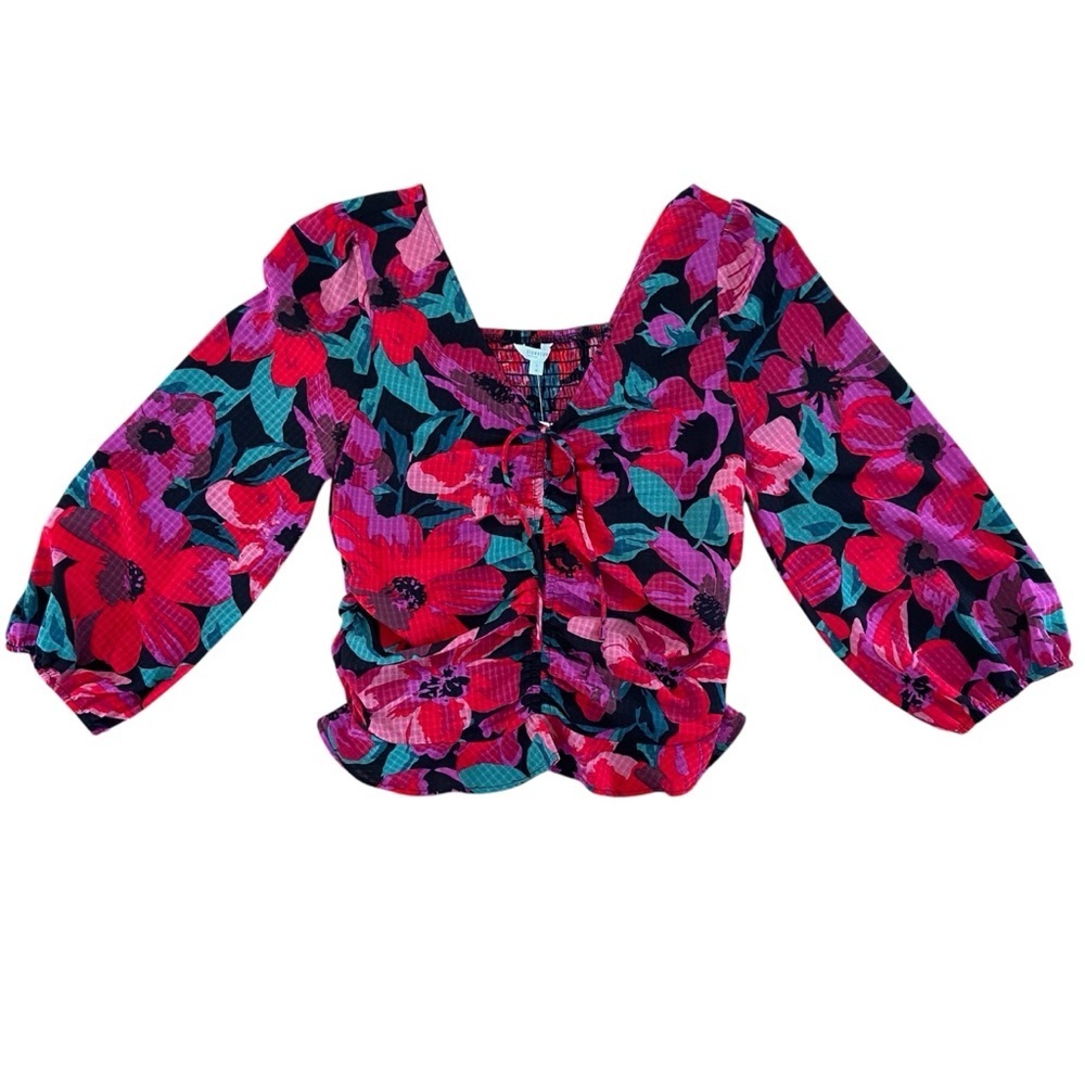 Reitman’s NWT Floral Front Cinched Blouse Women’s Size Large